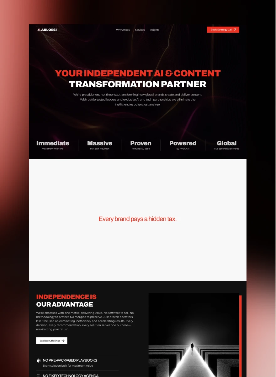 Arloesi website design — homepage